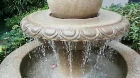 Fontana d'acqua con sfera di granito galleggiante ad acqua