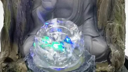 Fontana da tavolo Buddha in poliresina con decorazione interna a luce LED