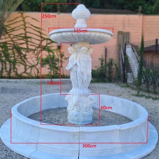 Fontana di acqua di pietra di marmo naturale della fontana di pietra del giardino di vendita calda con la scultura della signora