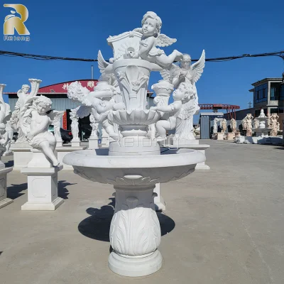 Fontana a muro con angelo in marmo bianco naturale a prezzo di fabbrica per la decorazione di interni domestici