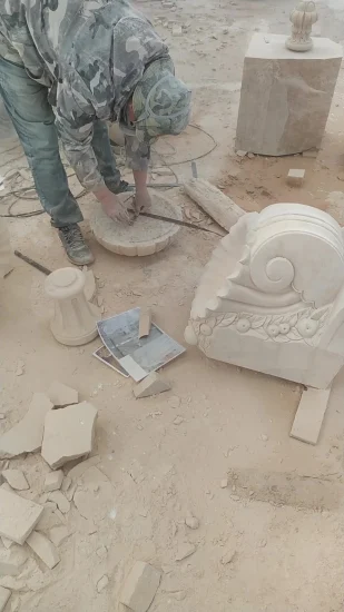 Fontana in marmo bianco di alta qualità intagliata a mano con scultura di leone (SY-F132)